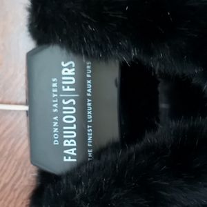 Donna Salyers "Fabulous Furs" black faux mink coat